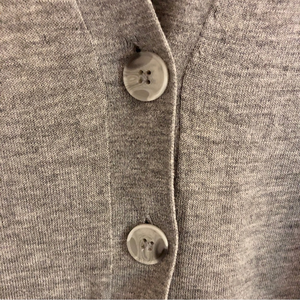 LOFT Long Gray V-Neck Wool Blend Cardigan Sweater - Picture 3 of 6